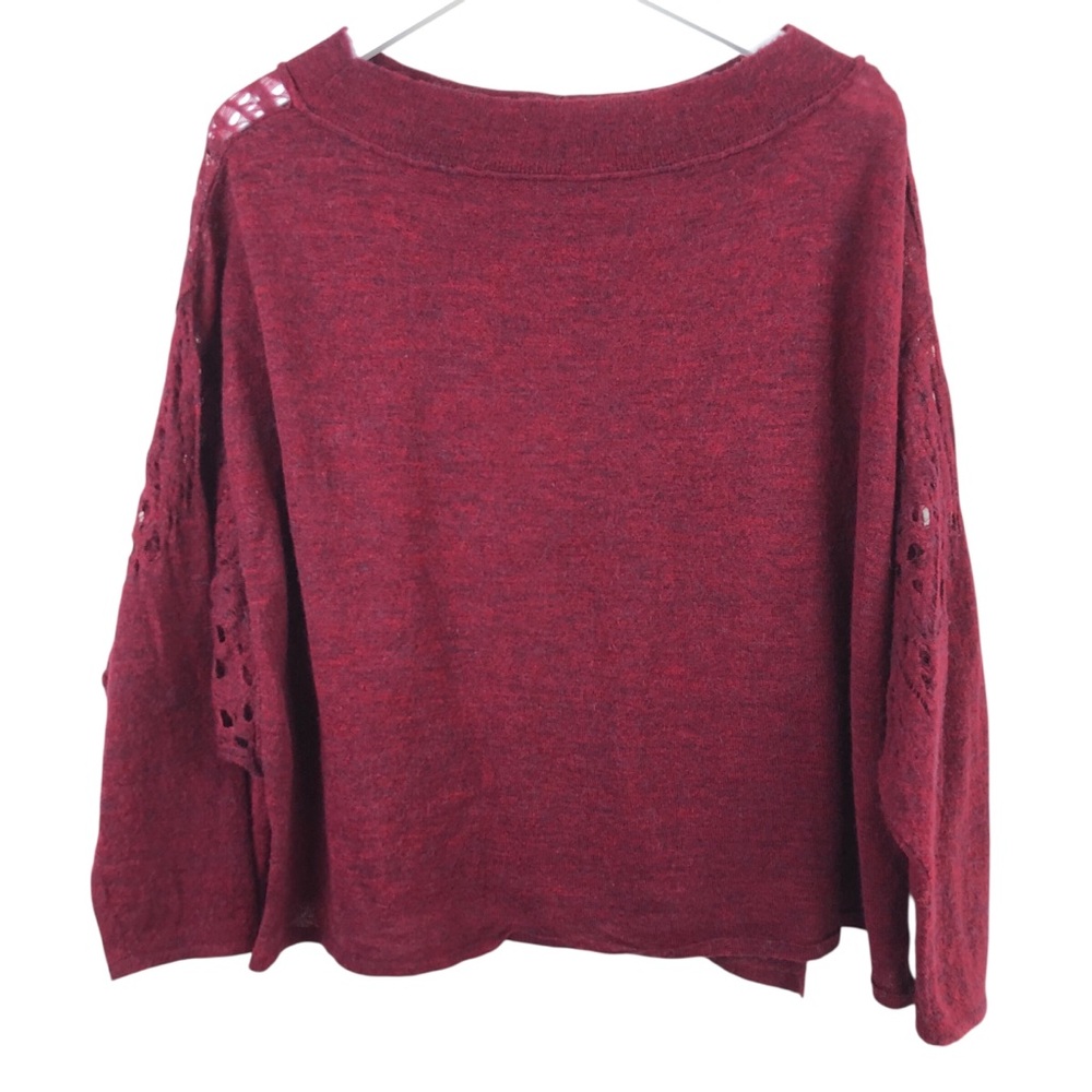 Free People Pointelle Ballet Neck Pullover Garnet - Picture 6 of 7